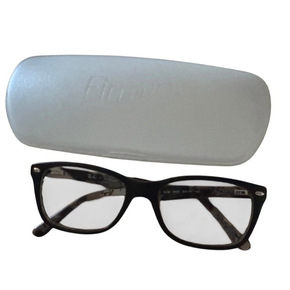 Ray‎ Ban RB 5228 5405 Matte Black Grey Graffiti Rectangular Eyeglasses 53 17 140